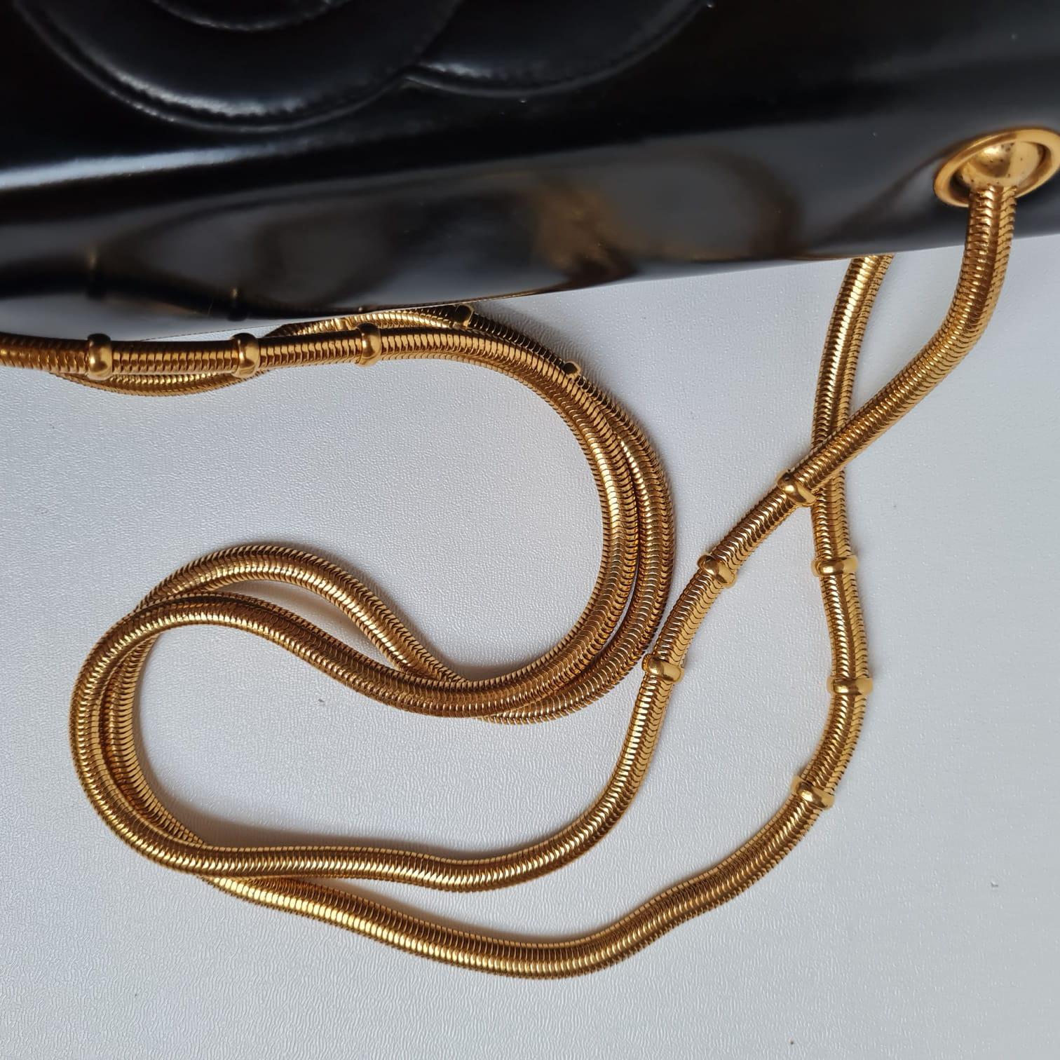 Vintage Chanel Black Patent Snake Chain Shoulder Bag 14