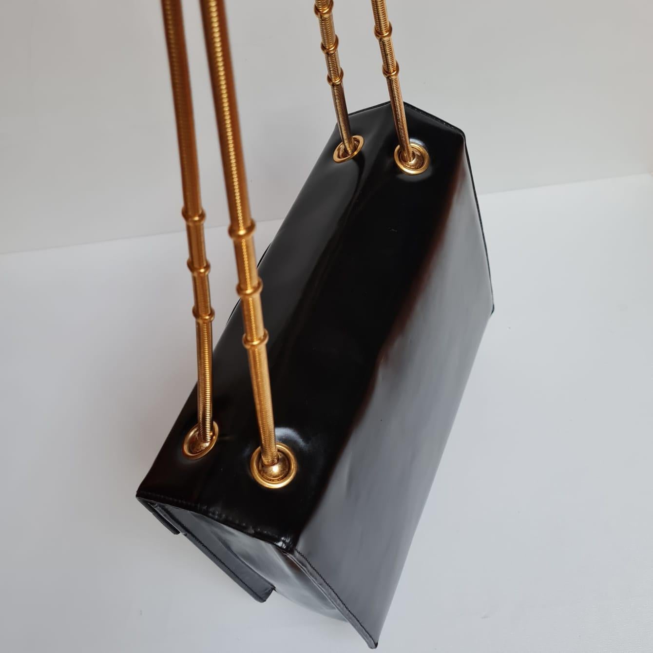 Women's Vintage Chanel Black Patent Snake Chain Shoulder Bag
