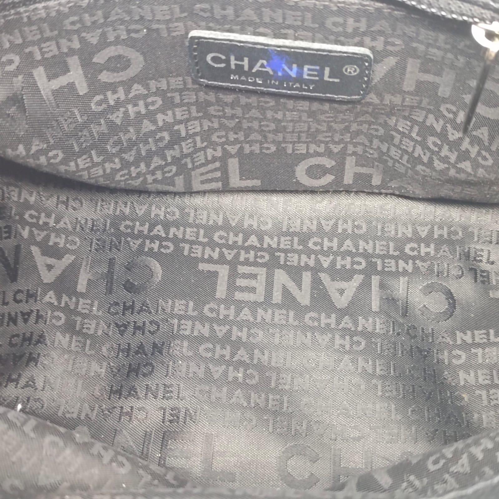 Women's Vintage Chanel Black Perforated Pulley Pochette Bag