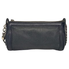 Vintage Chanel Black Perforated Pulley Pochette Bag