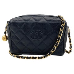Vintage Chanel Black Quilted Caviar Camera Bag