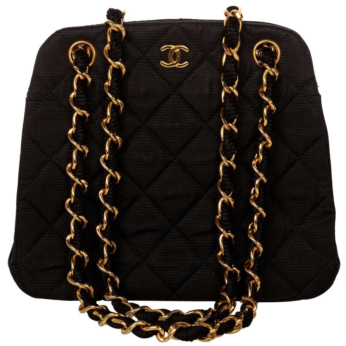 Vintage Chanel Black Quilted Gold Chain Bag