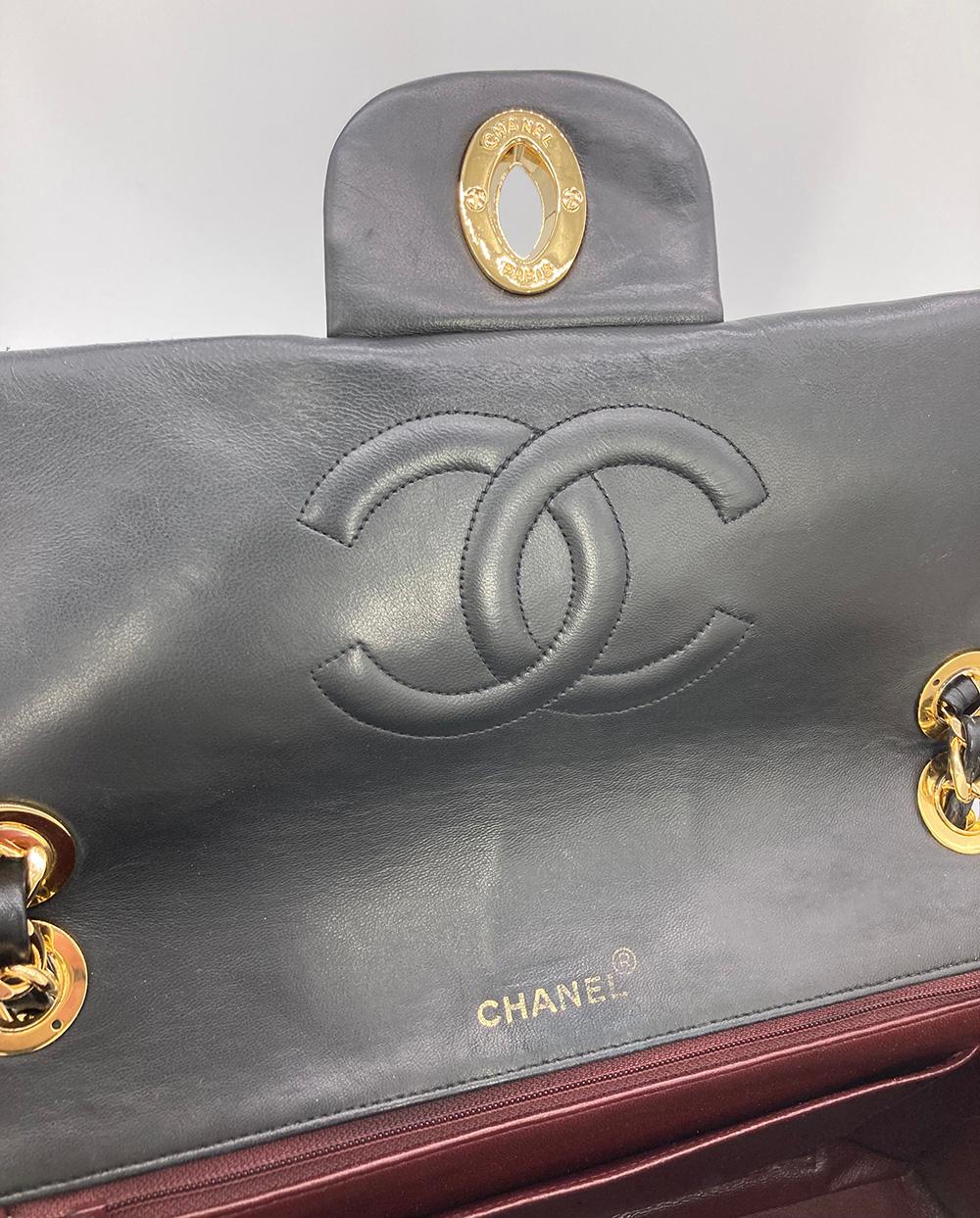 Vintage Chanel Black Quilted Lambskin Maxi Classic Flap 6