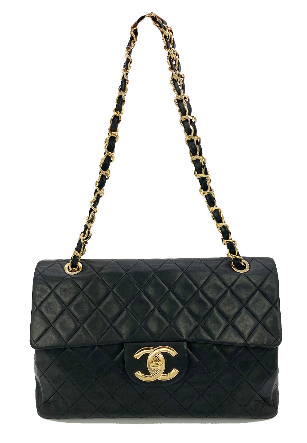 Vintage Chanel Black Quilted Lambskin Maxi Classic Flap 4
