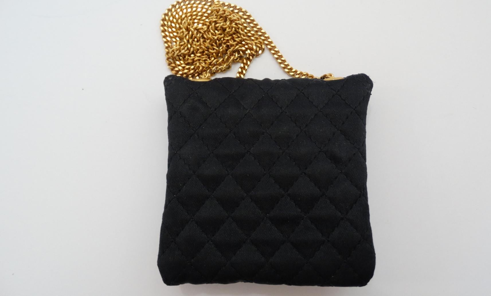 Vintage Chanel Black Satin Mini Necklace Bag  7