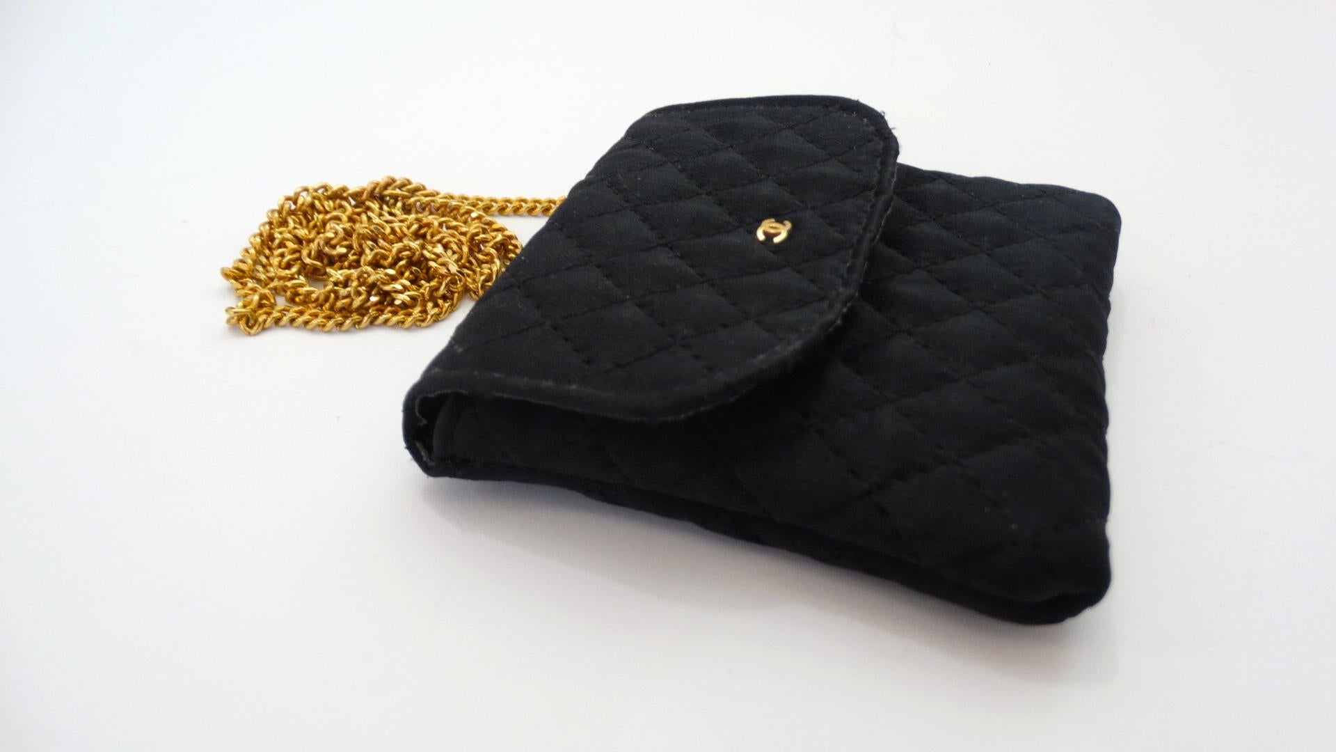 Vintage Chanel Black Satin Mini Necklace Bag 8