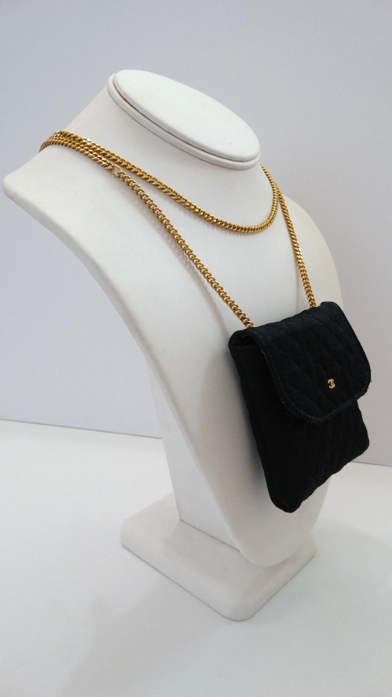 Chanel Black Satin Mini Necklace Bag at 1stDibs