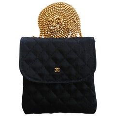 Vintage Chanel Black Satin Mini Necklace Bag