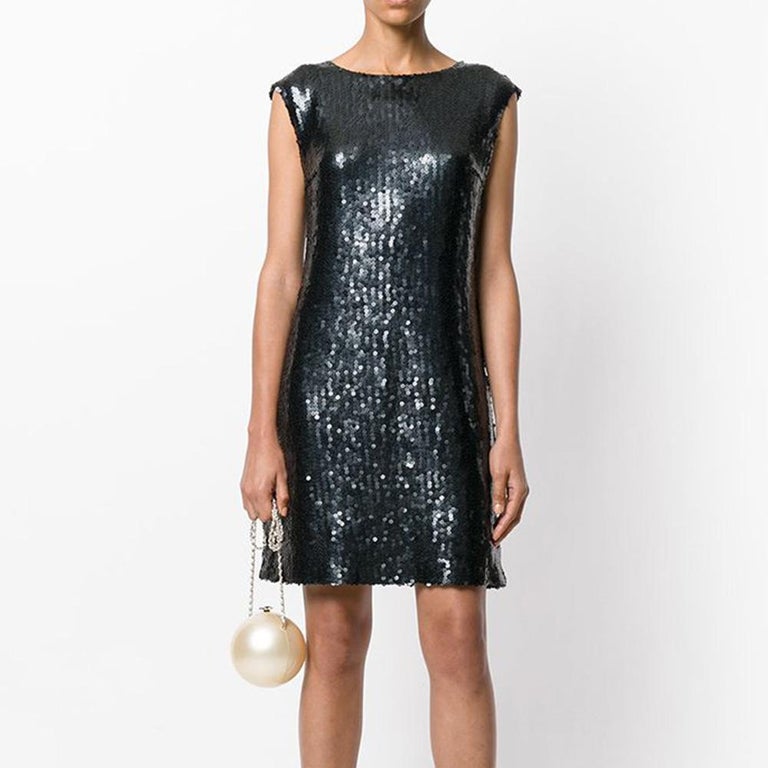 Vintage Chanel Black Sequin Dress For Sale at 1stDibs chanel sequin dress