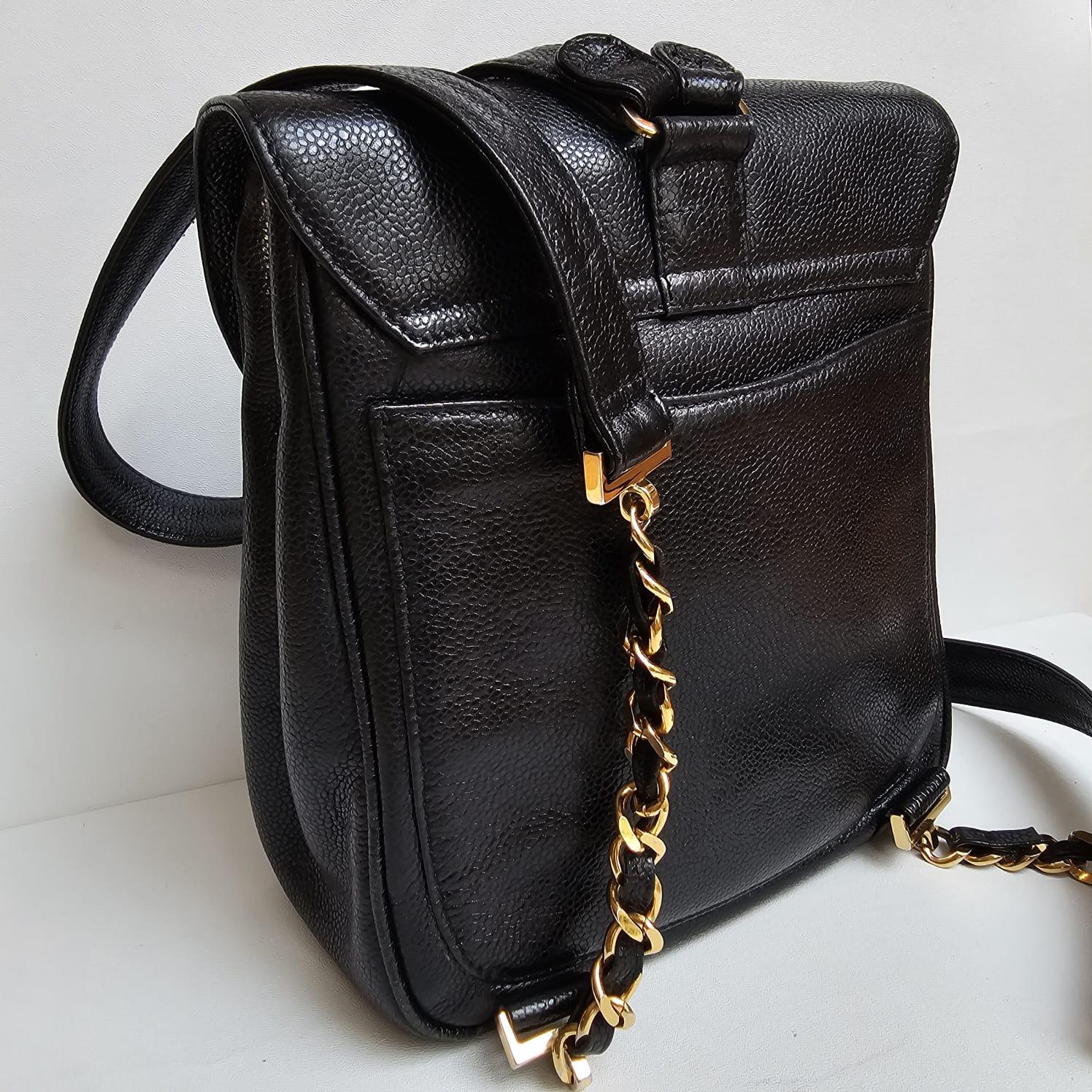 Vintage Chanel Black Small Caviar Backpack  7