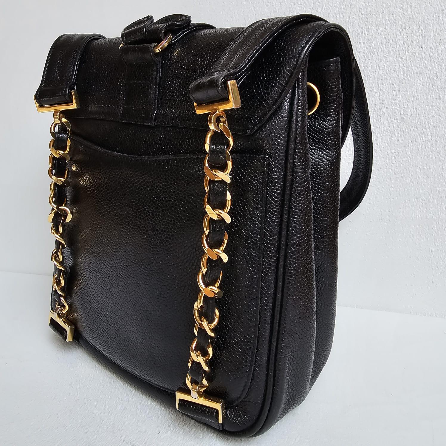 Vintage Chanel Black Small Caviar Backpack  10