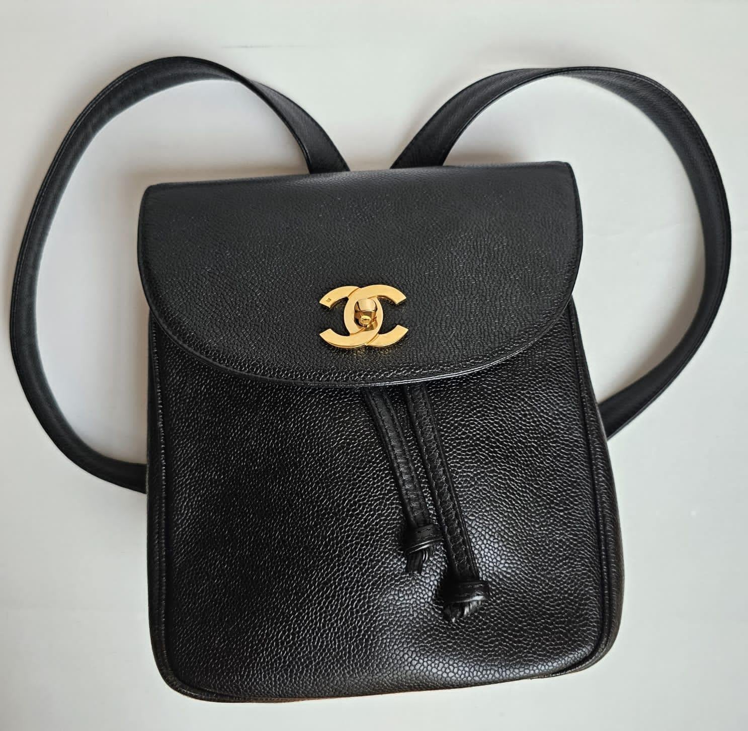 Vintage Chanel Black Small Caviar Backpack  11