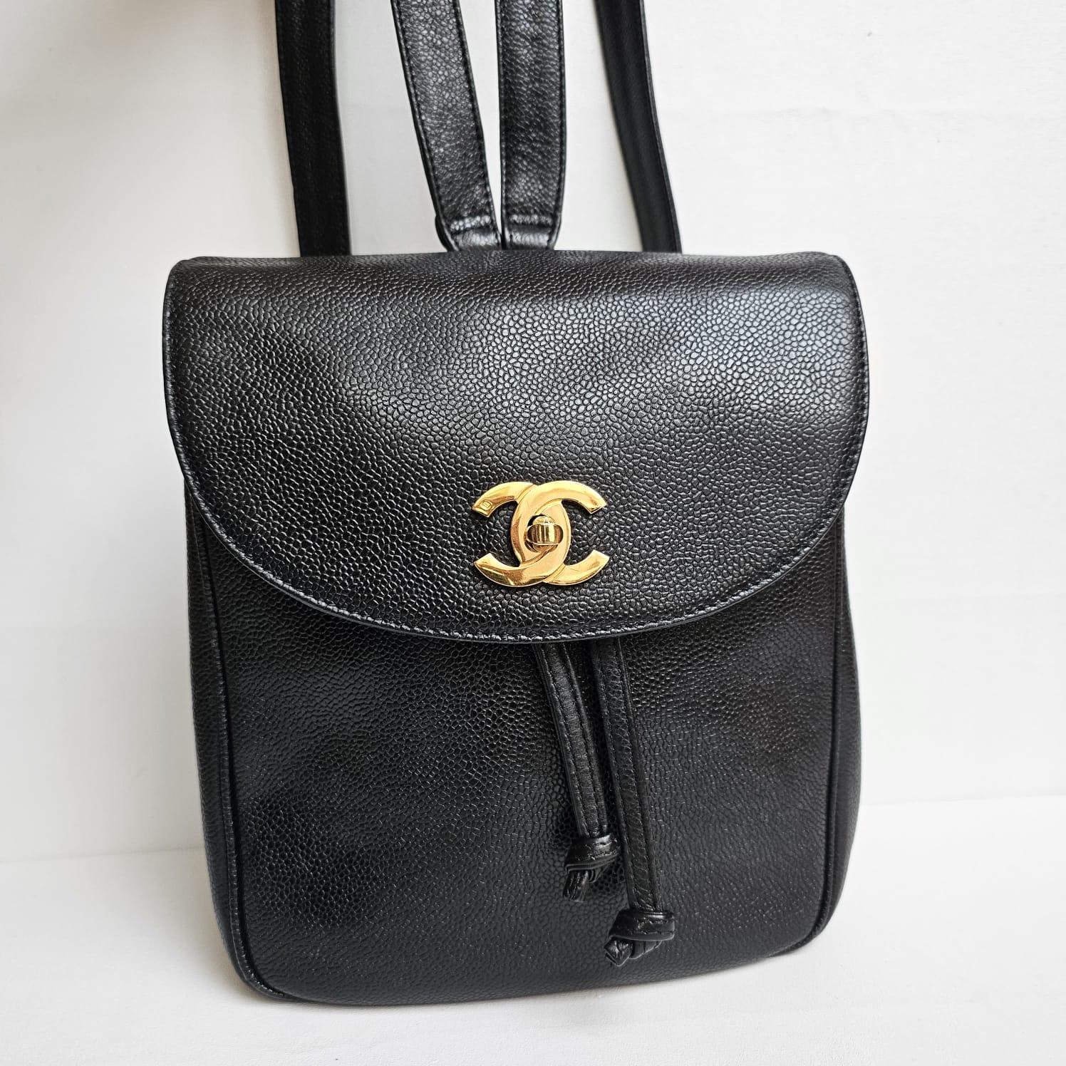 Vintage Chanel Black Small Caviar Backpack  3