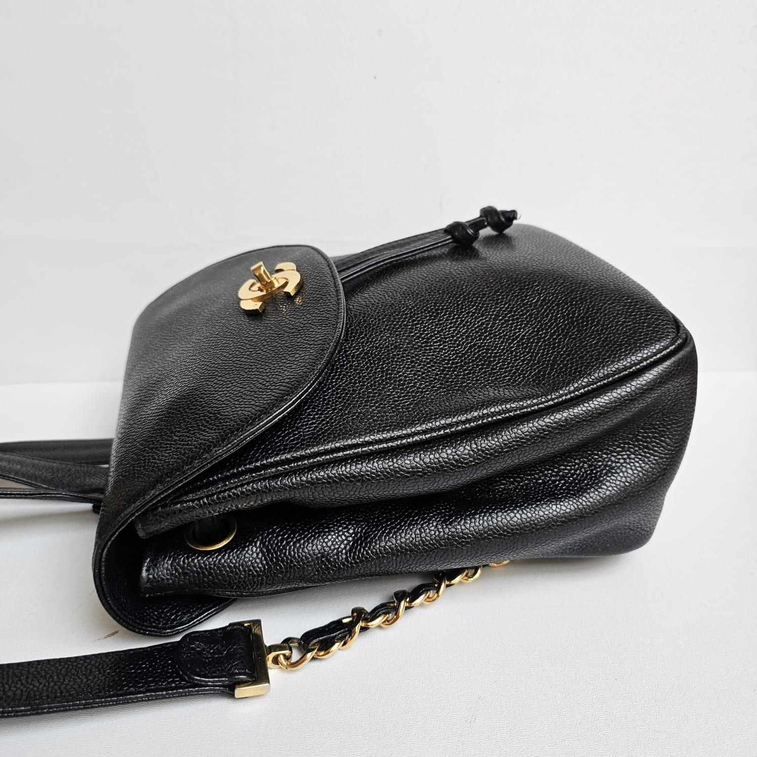 Vintage Chanel Black Small Caviar Backpack  4