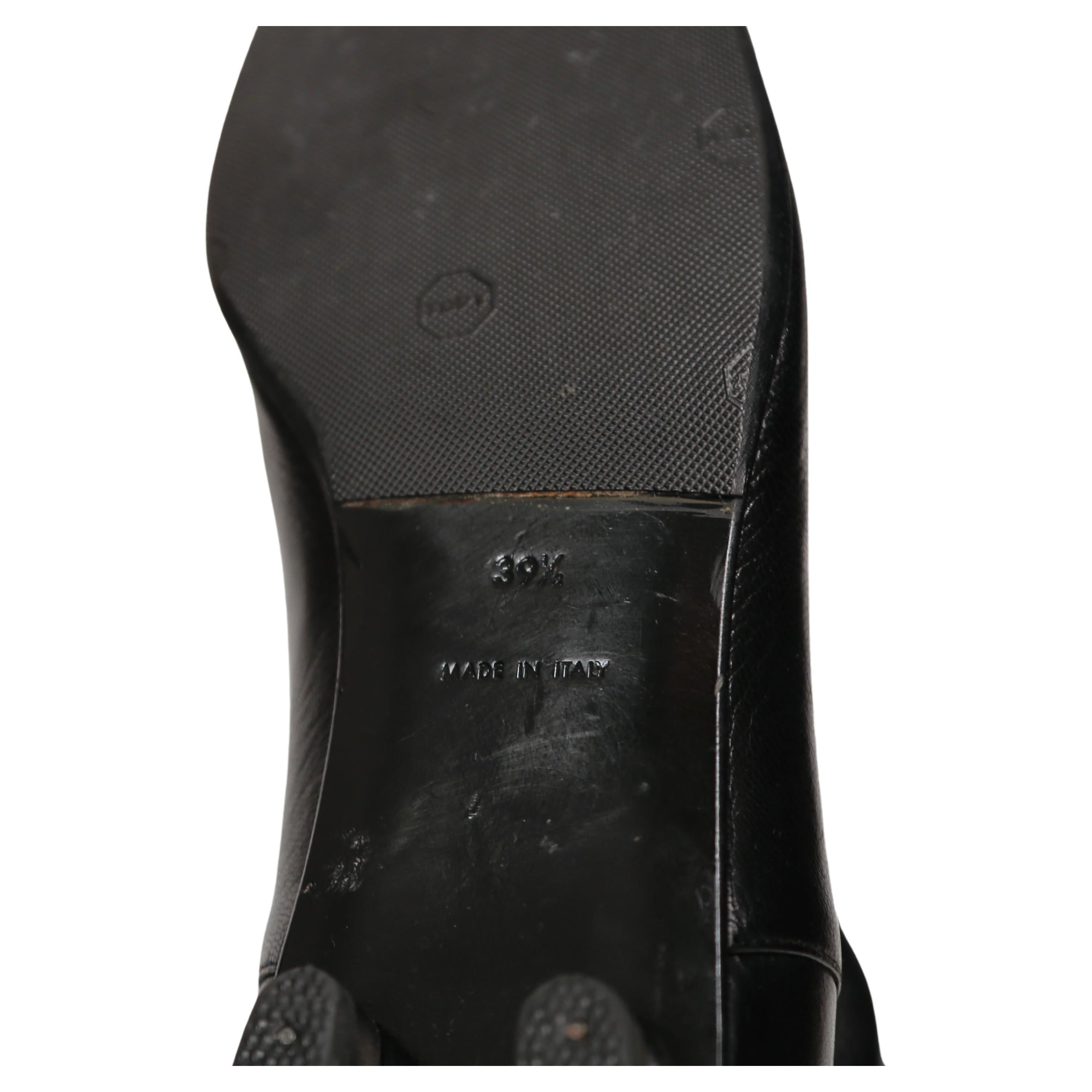 vintage CHANEL bottes en cuir stretch noir 39.5 en vente 8