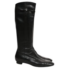 vintage CHANEL black stretch leather boots 39.5