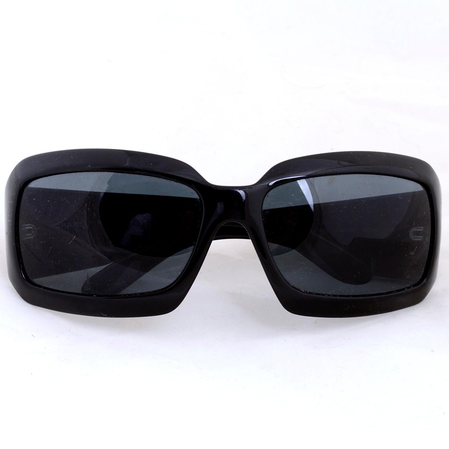 Vintage Chanel Black Sunglasses With Monogram Interlocking Mother Of ...