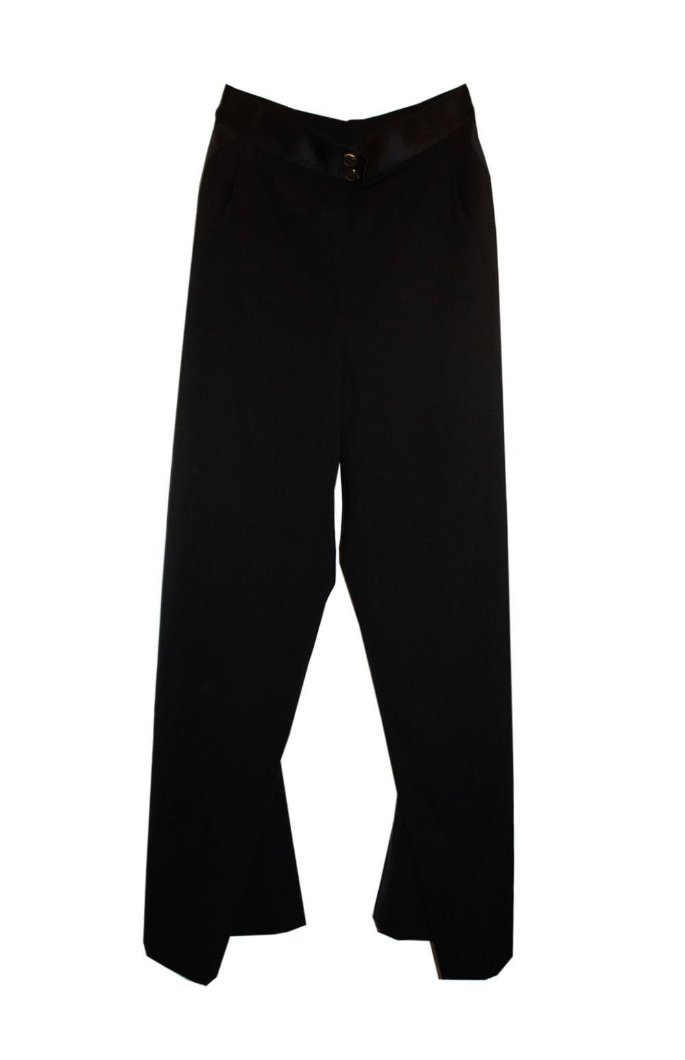 Women's or Men's Vintage Chanel Black Tuxedo Pants /Trousers For Sale