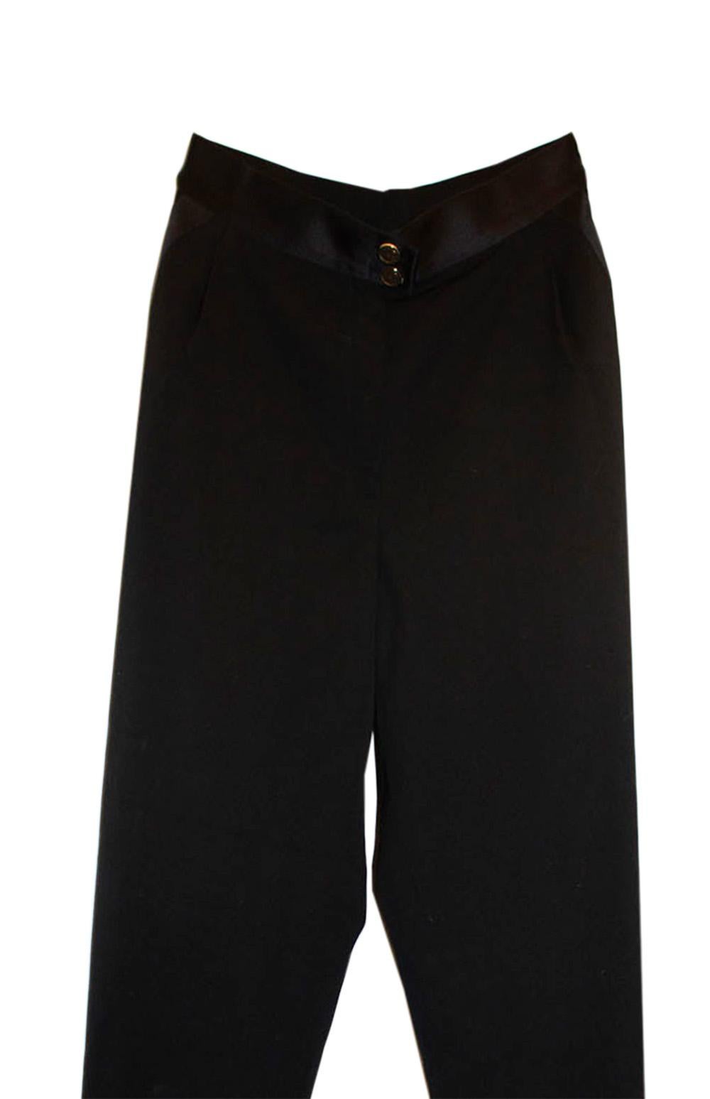 Vintage Chanel Black Tuxedo Pants /Trousers For Sale 1