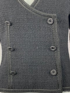Vintage Chanel Black Tweed Blaze Jacket Size 38