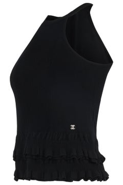 Vintage Chanel Black Wool Ruffles Tank Top