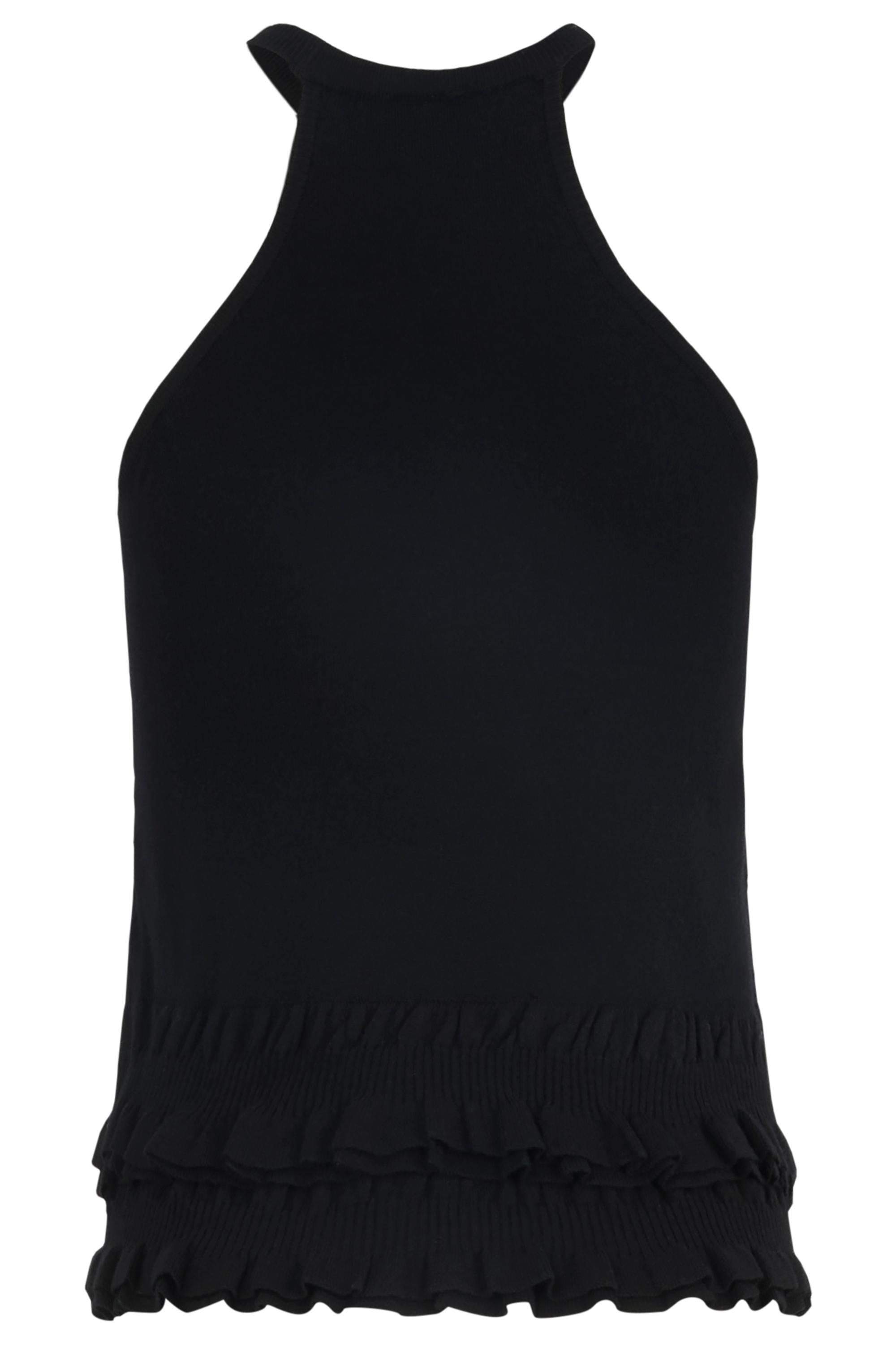 Women's or Men's Vintage Chanel Black Wool Ruffles Tank Top For Sale