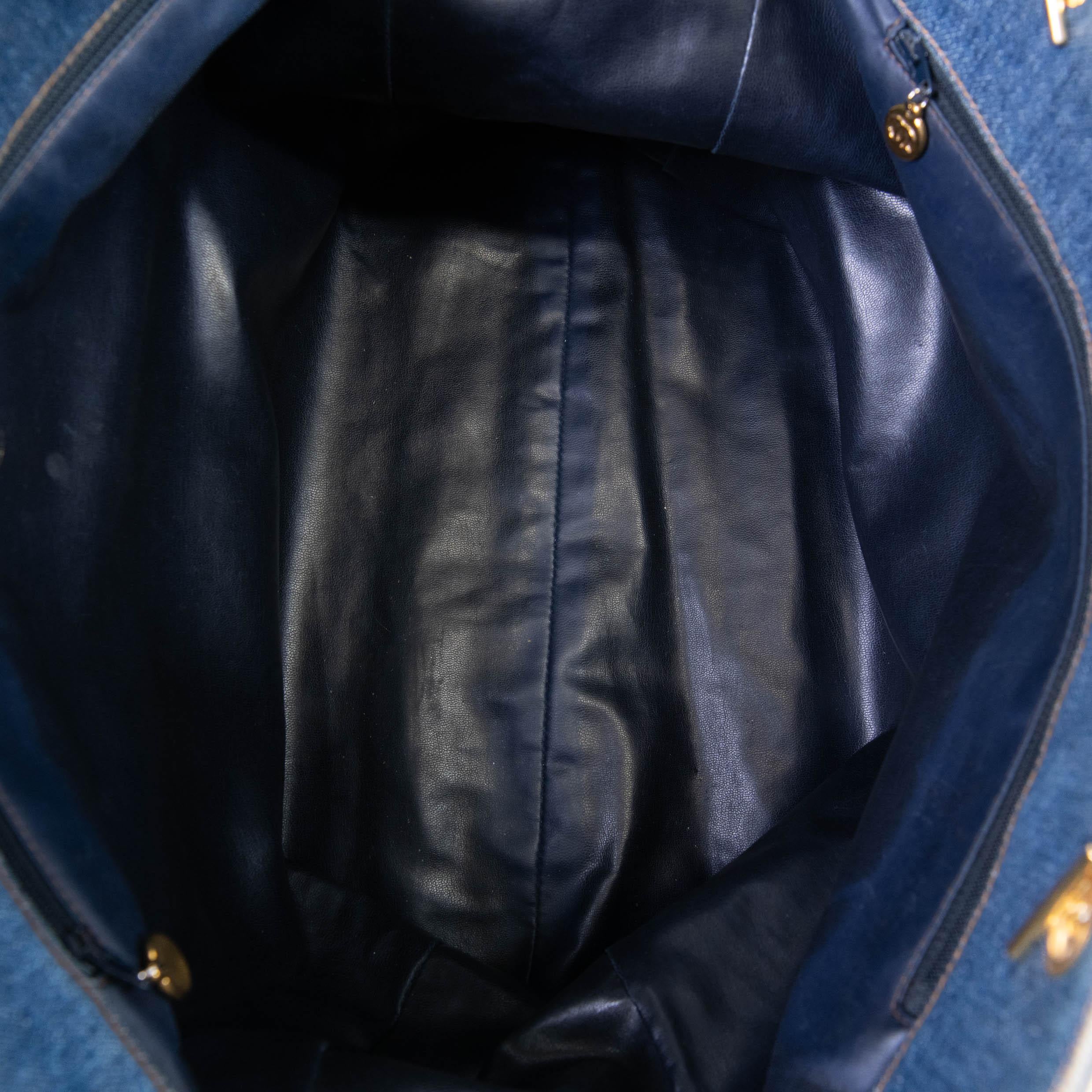 Vintage Chanel Blue Denim CC Shoulder Bag 3