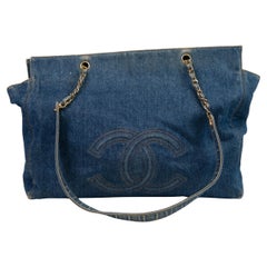 Vintage Chanel Blau Denim CC Umhängetasche