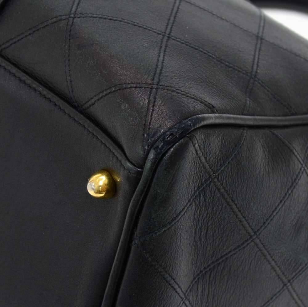 Women's or Men's Vintage Chanel Boston Black Lambskin Quilted Duffle Bag