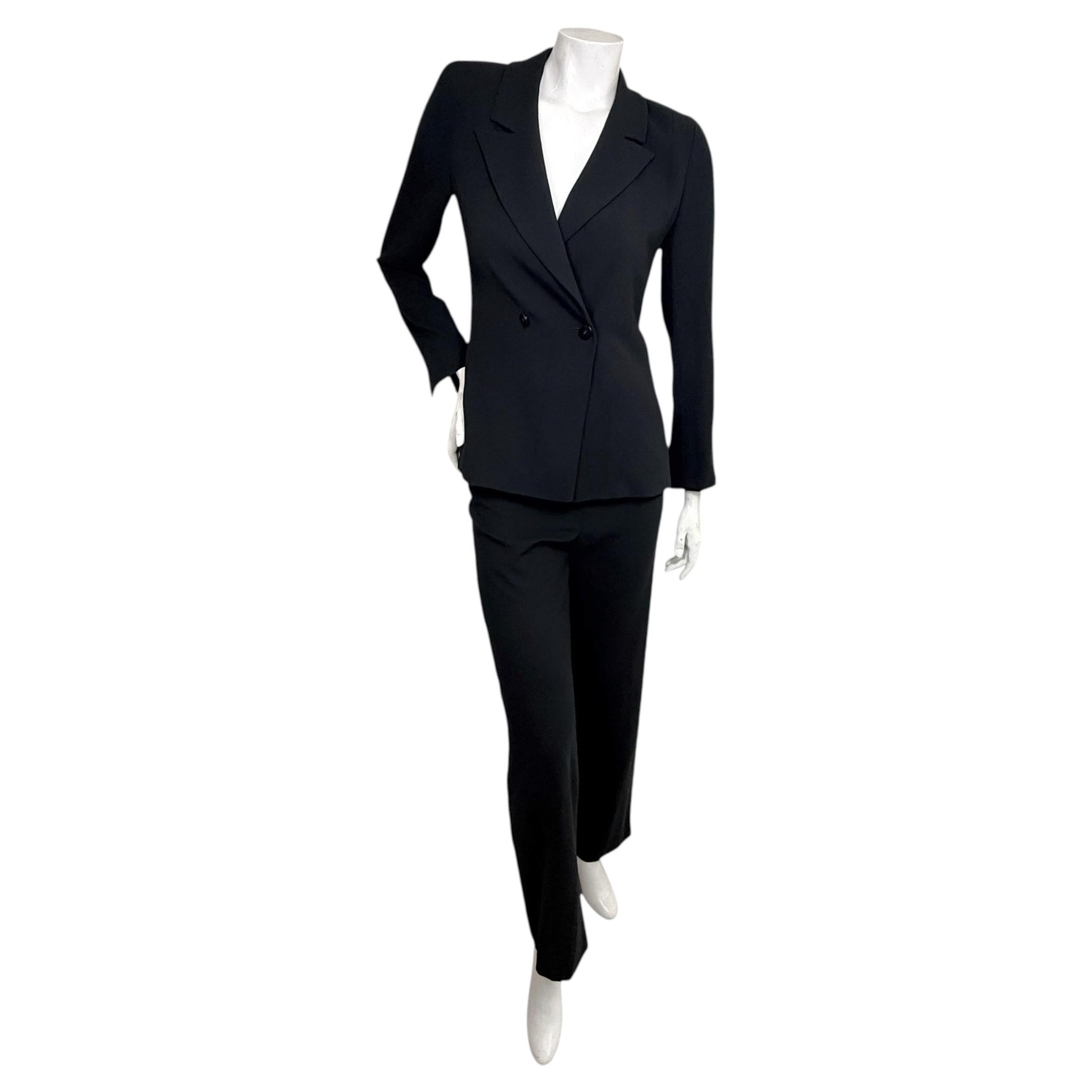 Costume-pantalon noir à double boutonnage vintage de la boutique Chanel, années 1990, taille 36 (FR)
