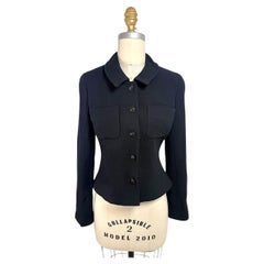 Vintage Chanel Boutique Black Tailored Cropped Jacket FR 34