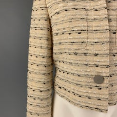 Vintage CHANEL BOUTIQUE R0098 99C Size 4 Cream Black Metallic Wool Blend Jacket