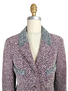 Vintage Chanel Boutique Spring 1996 Pink Black White Tweed Jacket