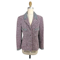 Vintage Chanel Boutique Spring 1996 Pink Black White Tweed Jacket