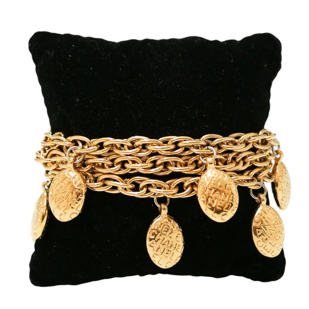 Vintage CHANEL-Armband, vergoldet Damen im Angebot