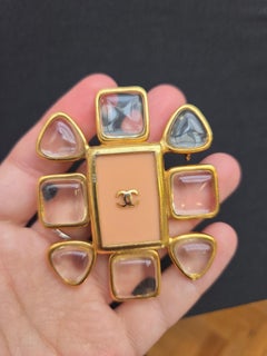 Vintage Chanel brooch by Karl Lagerfeld in Salmon Pink Crusiform 1996