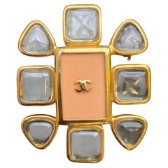 Vintage Chanel brooch by Karl Lagerfeld in Salmon Pink Crusiform 1996