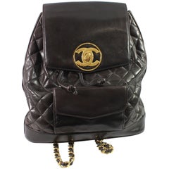 Vintage Chanel Brown Backpack with Golden Hardware