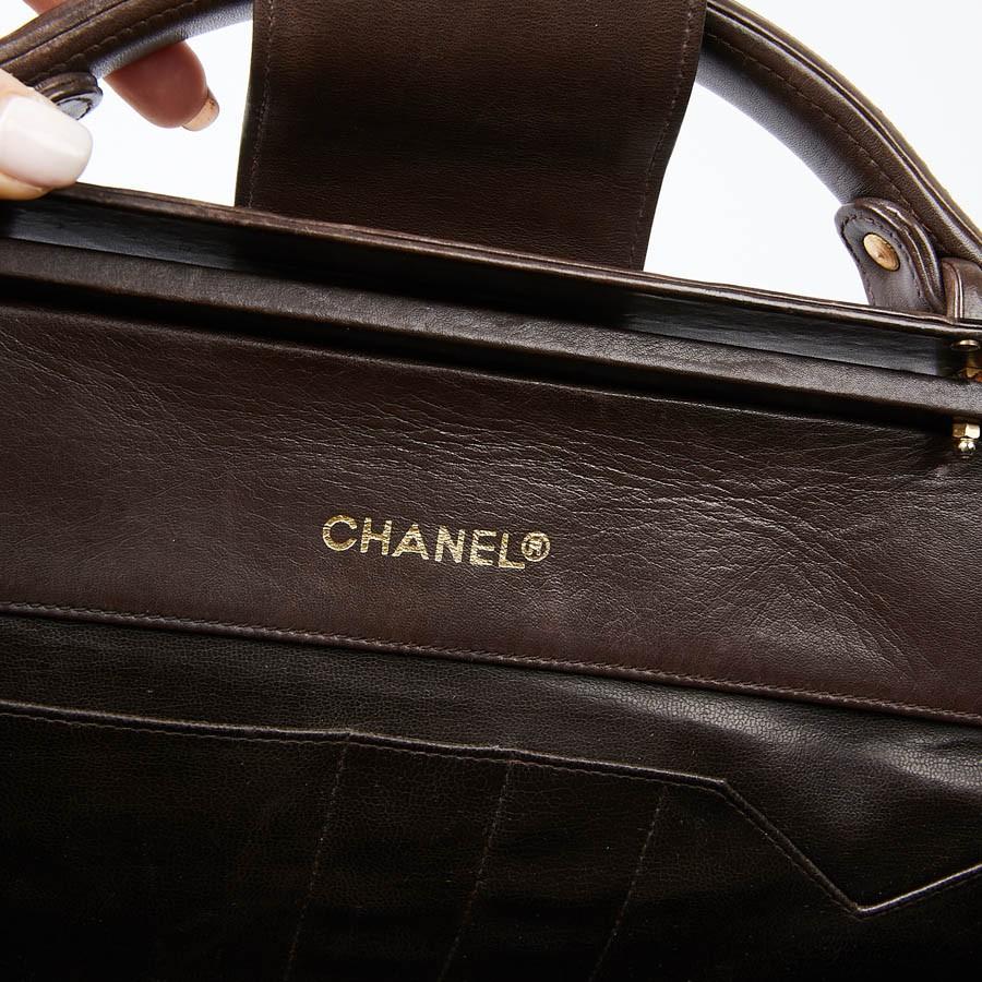 Vintage CHANEL Brown Bowling Doctor Bag 2