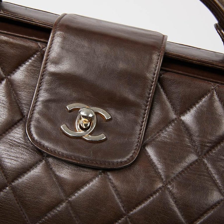 Vintage CHANEL Brown Bowling Doctor Bag For Sale at 1stDibs