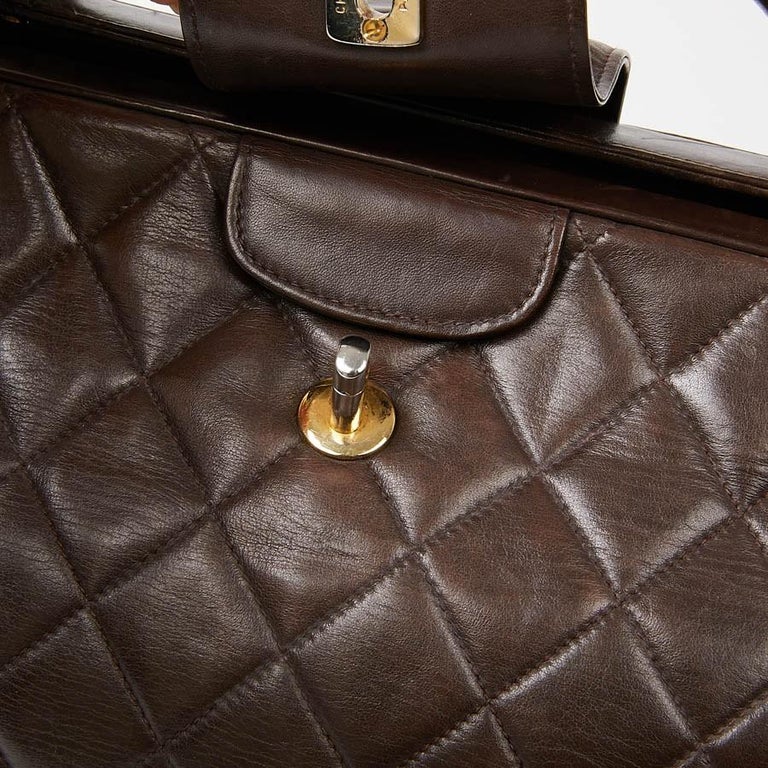 Vintage CHANEL Brown Bowling Doctor Bag For Sale at 1stDibs