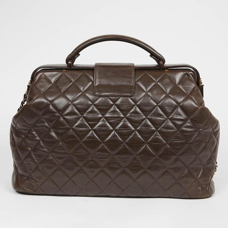 Vintage CHANEL Brown Bowling Doctor Bag For Sale at 1stDibs