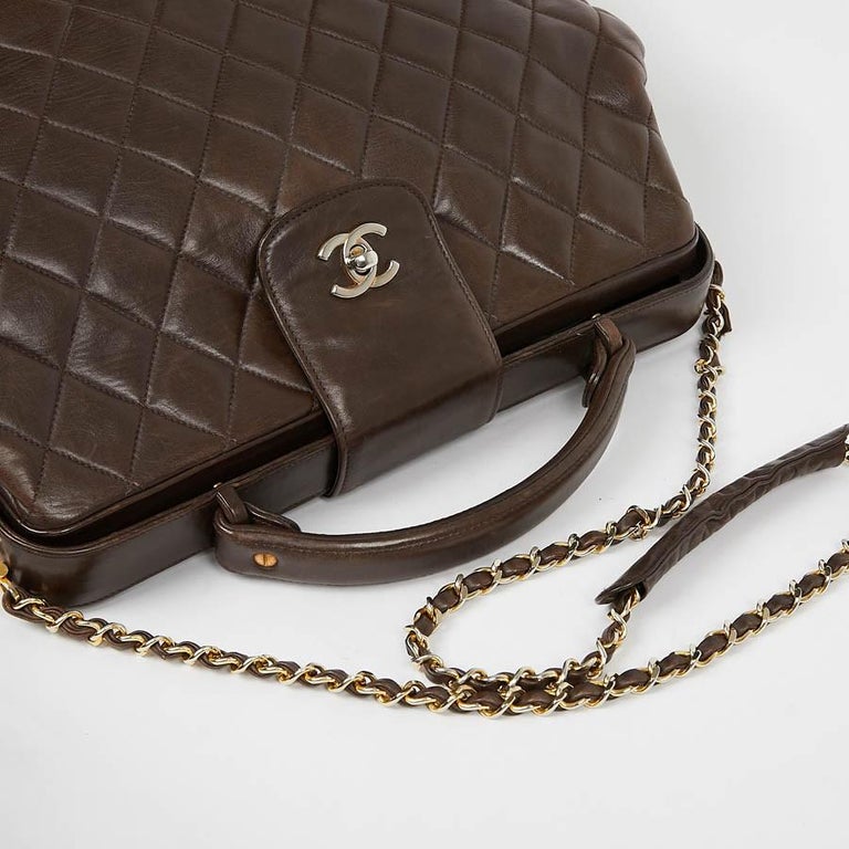 Vintage CHANEL Brown Bowling Doctor Bag For Sale at 1stDibs