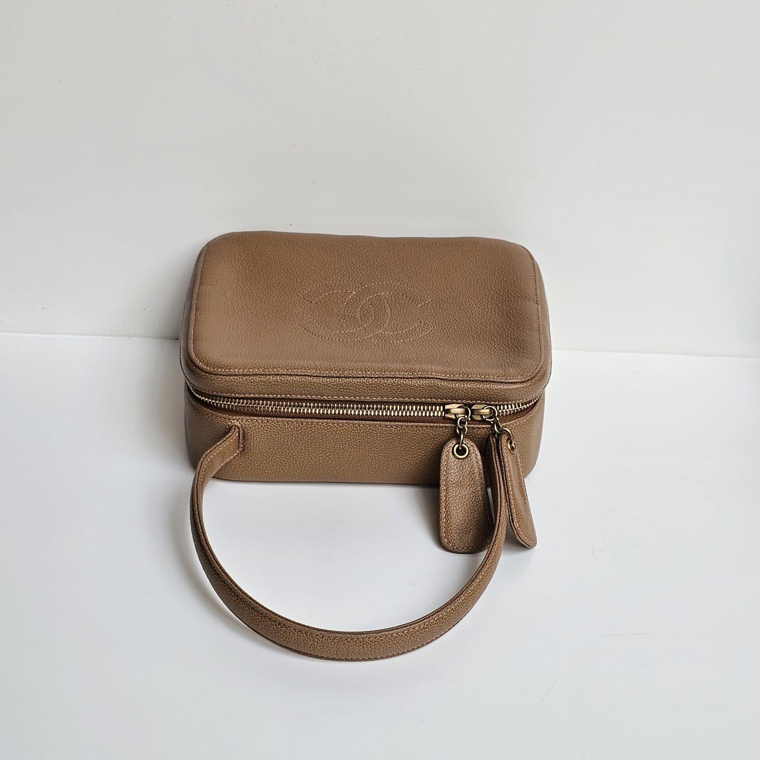 Vintage Chanel Brown Caviar Small Top Handle Zip Bag 7