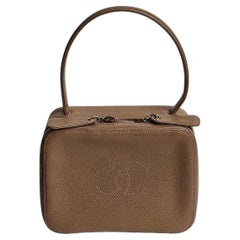 Vintage Chanel Brown Caviar Small Top Handle Zip Bag