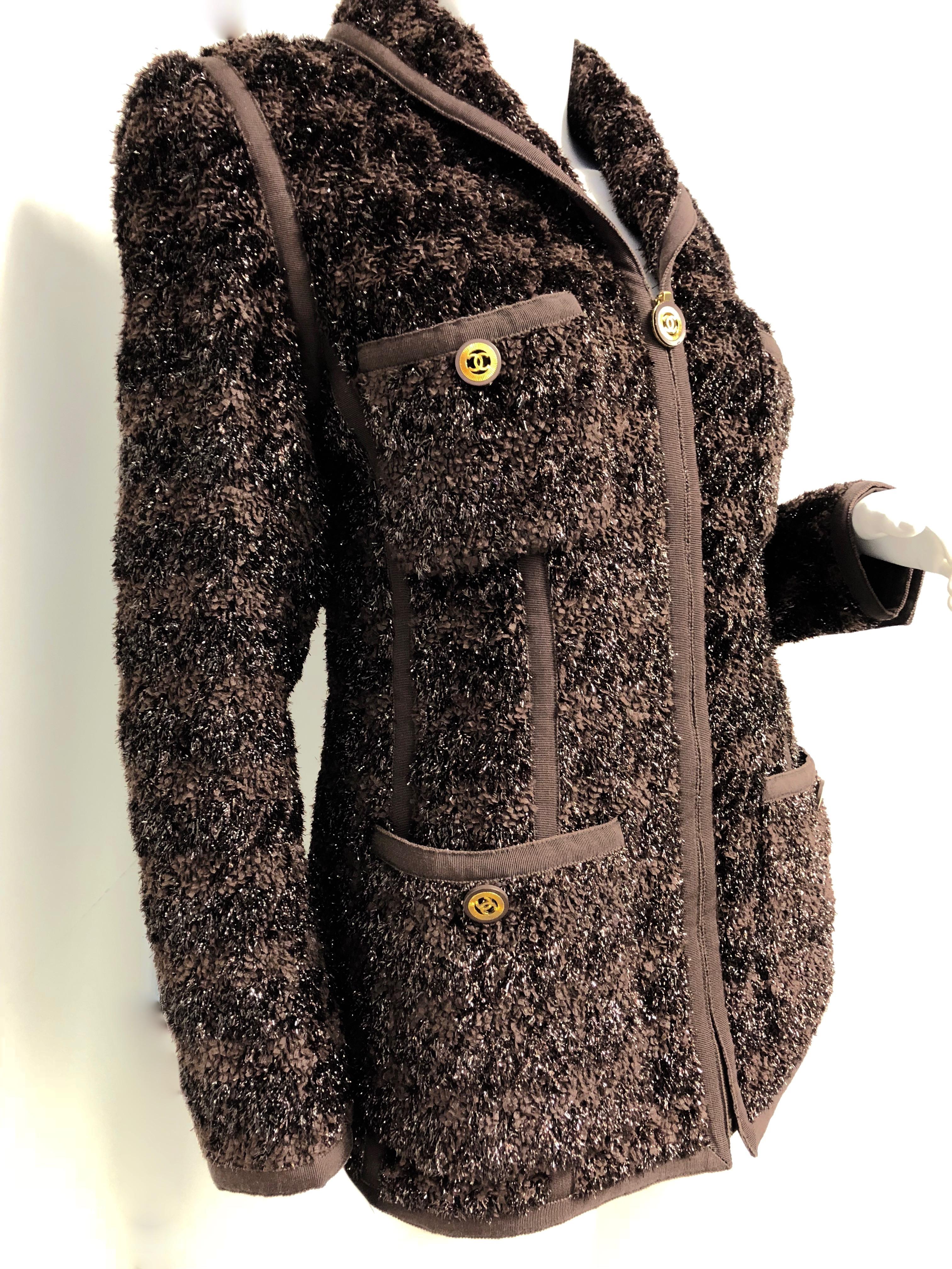 chanel brown tweed jacket