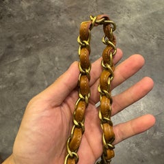 Vintage Chanel Brown Natural Leather Coco Mark Whipstitch Big CC Flap Bag