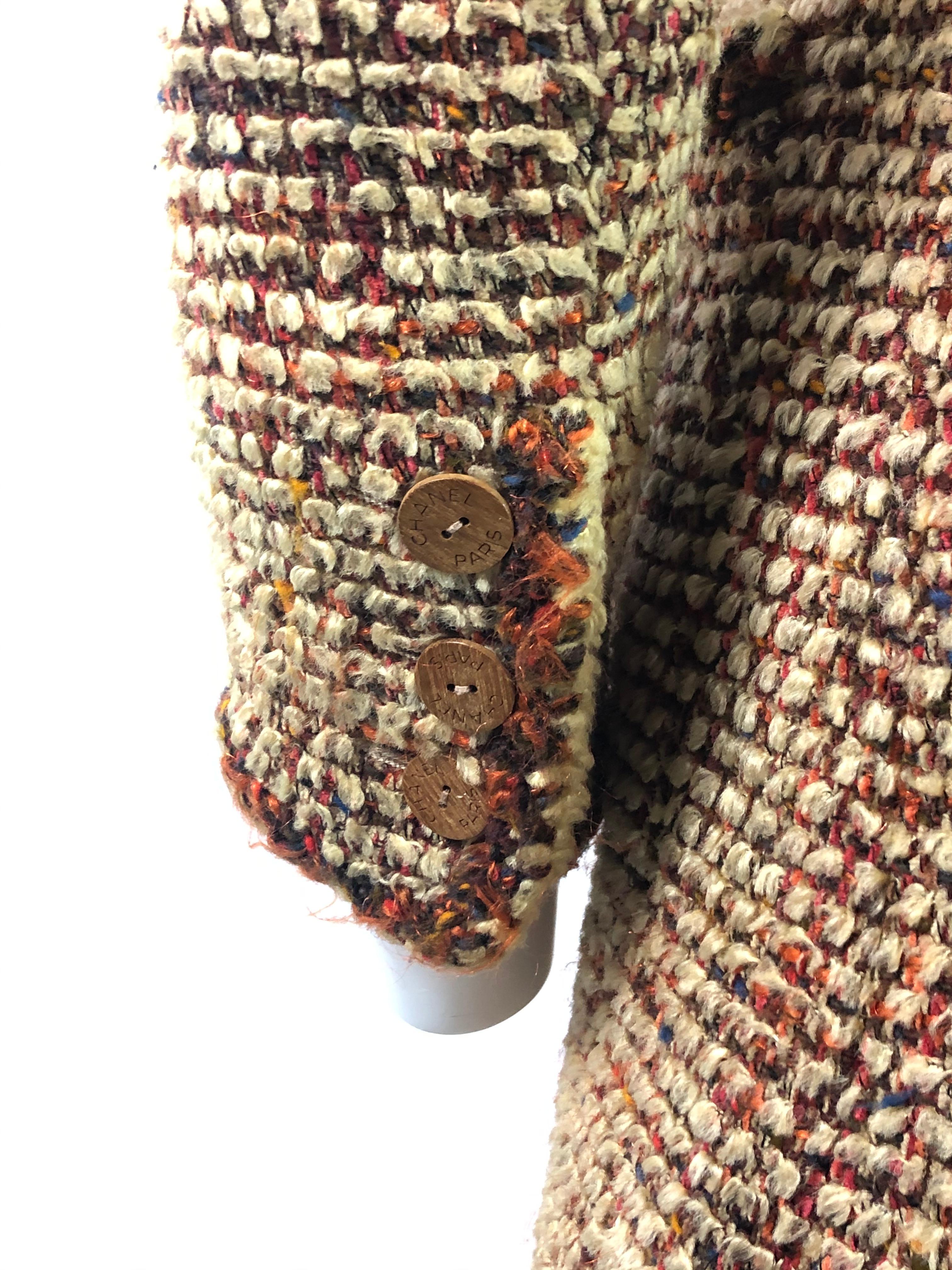 Vintage CHANEL Brown Tweed Coat Size FR34 3
