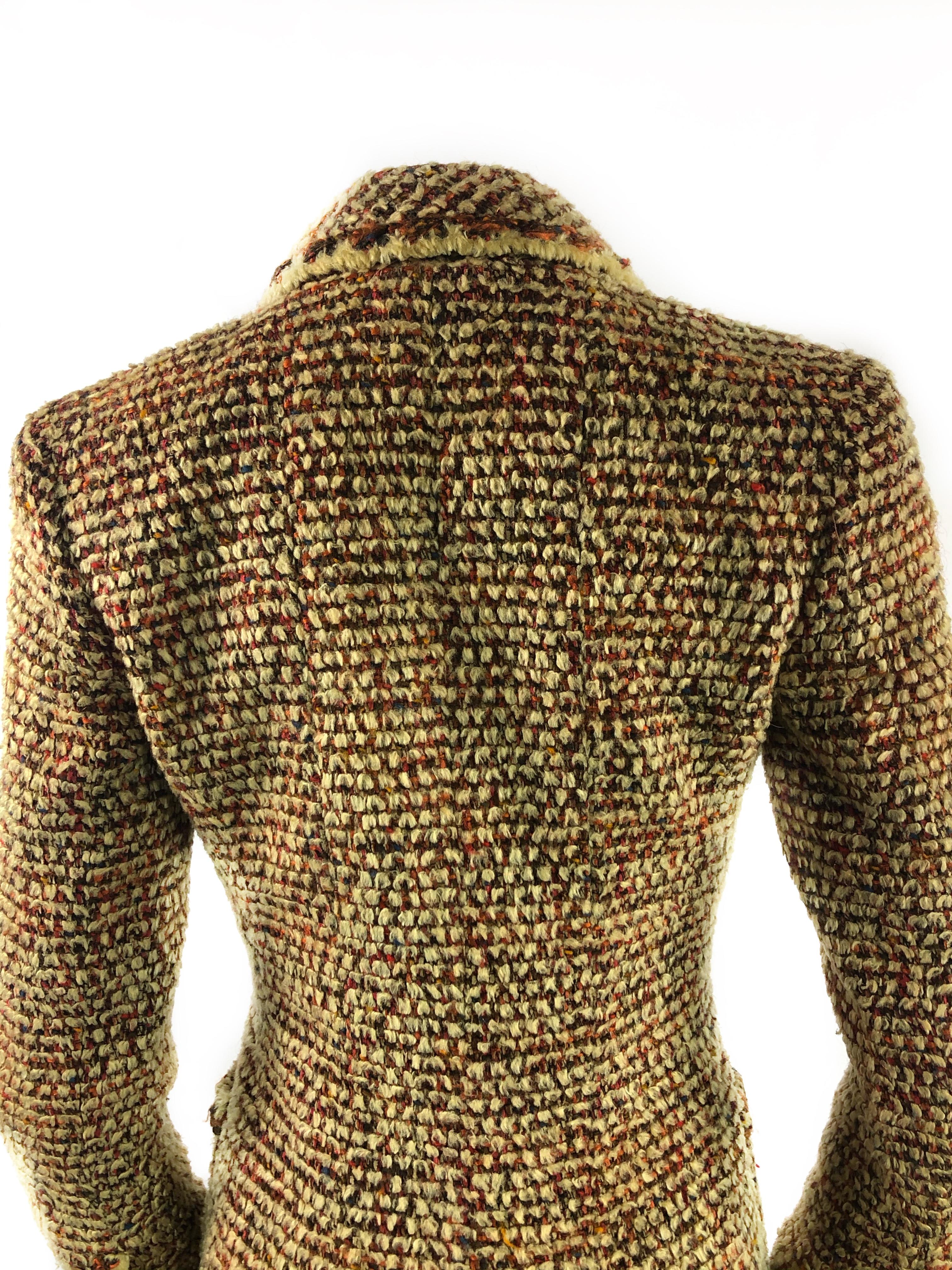 Women's Vintage CHANEL Brown Tweed Coat Size FR34