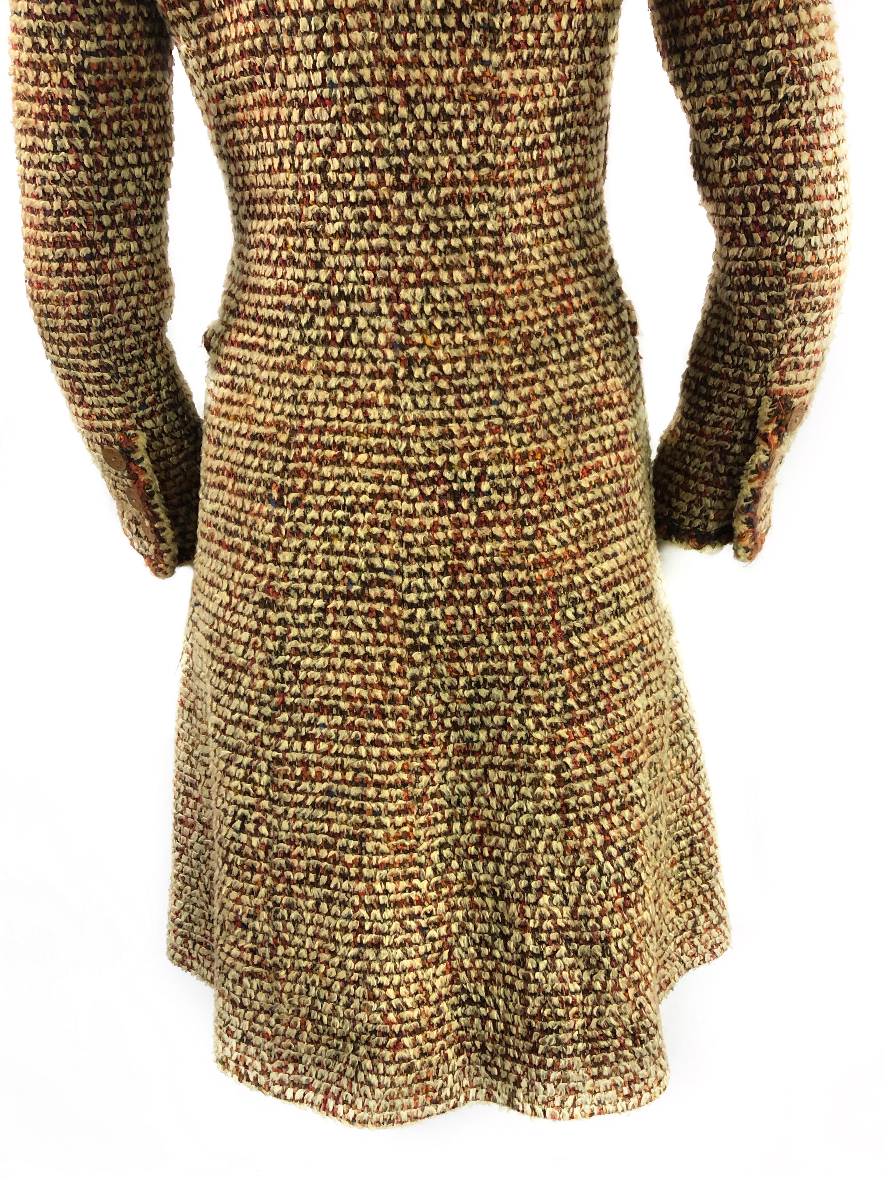 Vintage CHANEL Brown Tweed Coat Size FR34 1